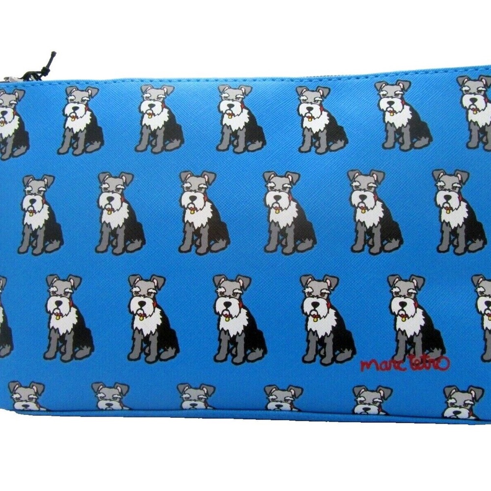 Blue Marc Tetro Schnauzer Print Makeup Cosmetic Bag Pouch